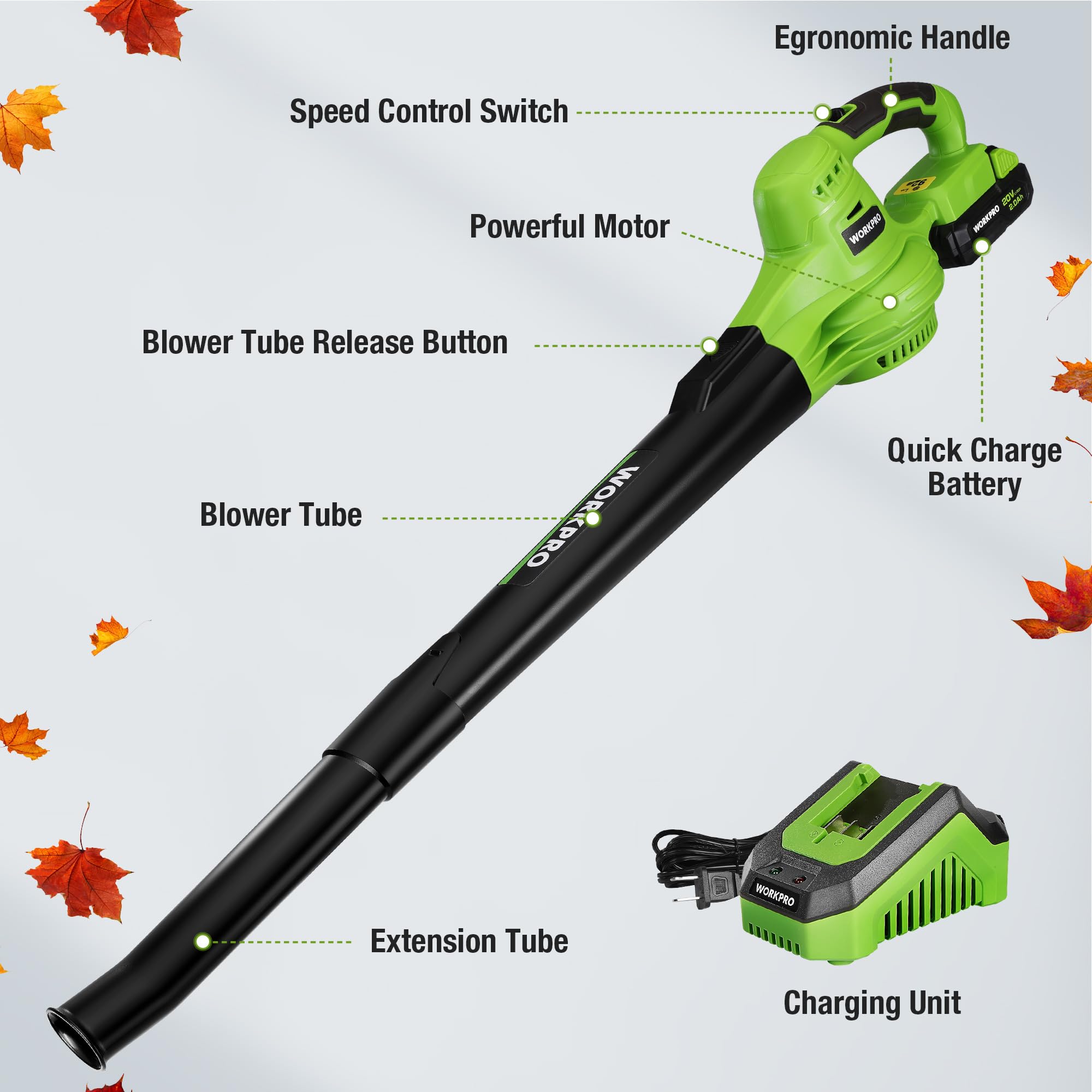 WORKPRO extension tube extended showing adjustable length for comfortable reach