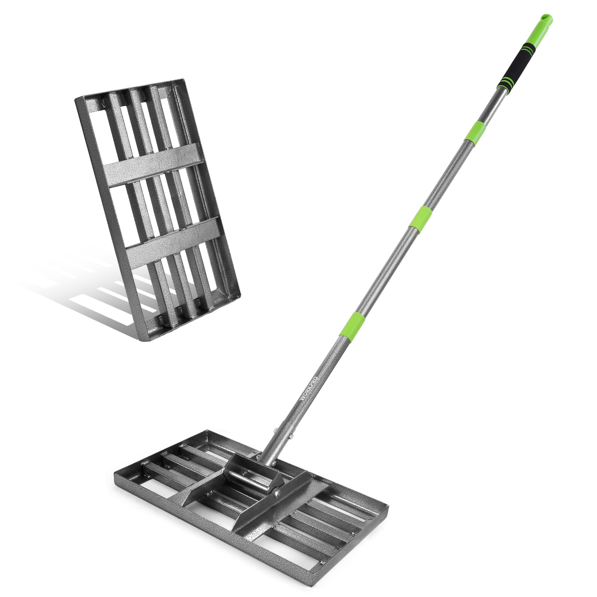 WORKPRO front view of leveling rake showing full head and handle for efficient coverage