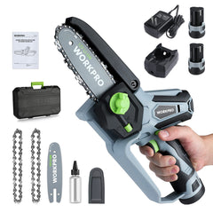 WORKPRO front view of compact chainsaw showing compact design and portability
