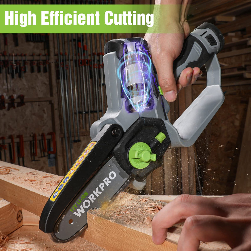 WORKPRO saw in use cutting a branch demonstrating fast efficient pruning