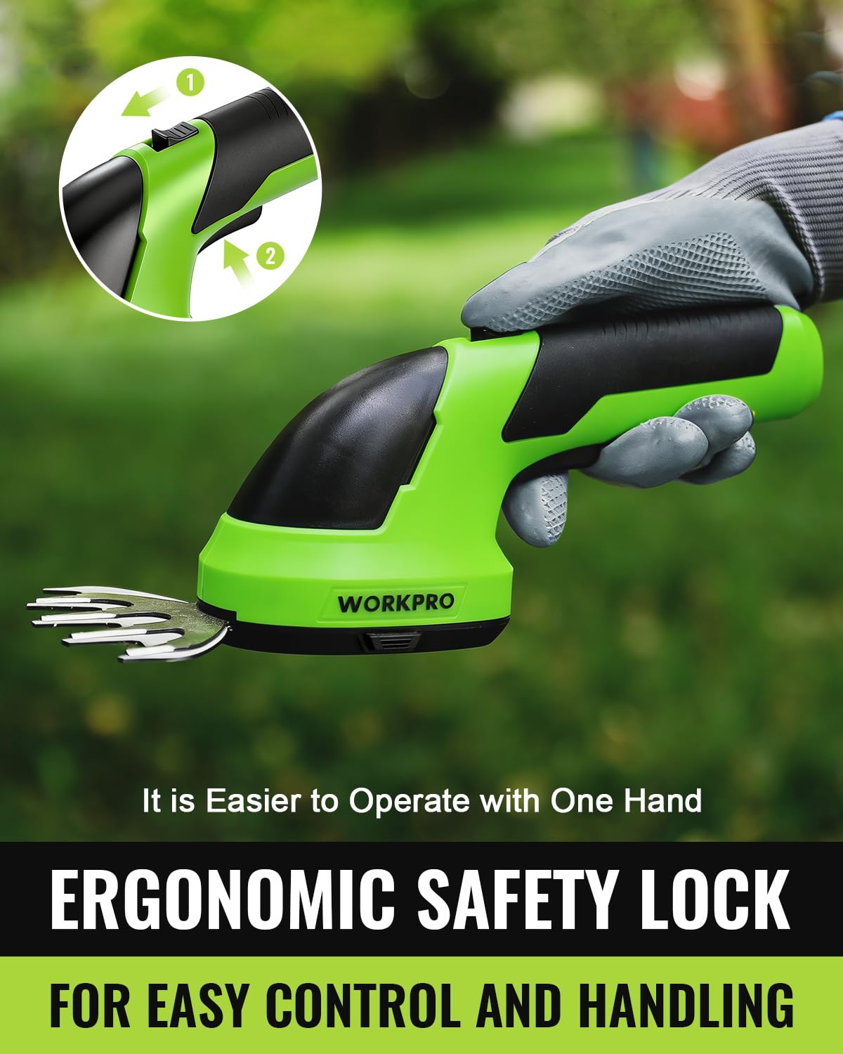 WORKPRO trimming lawn edges in use demonstrating precise, low-fatigue cutting