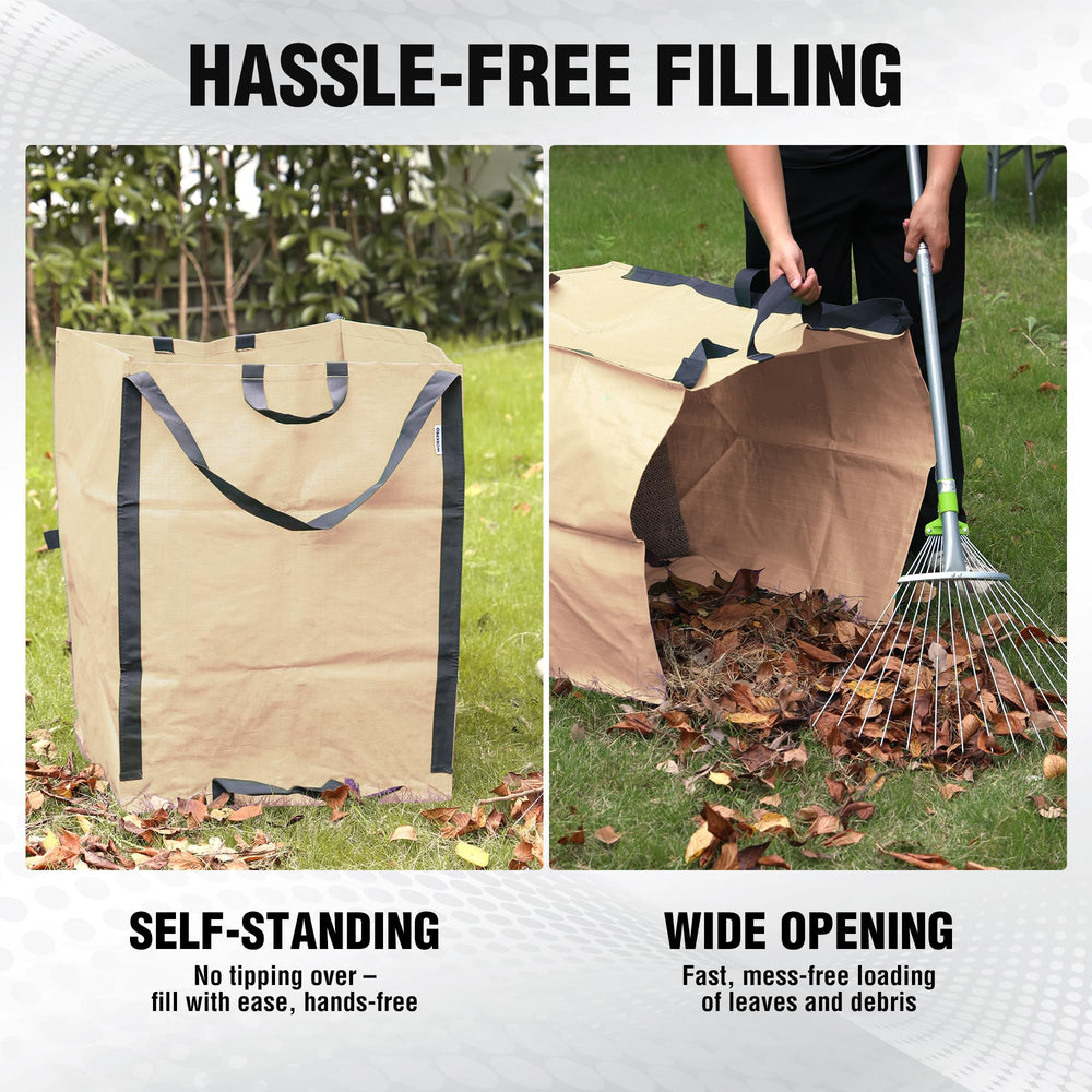 WORKPRO bag in use collecting leaves for faster yard cleanup
