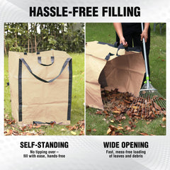 WORKPRO bag in use collecting leaves for faster yard cleanup