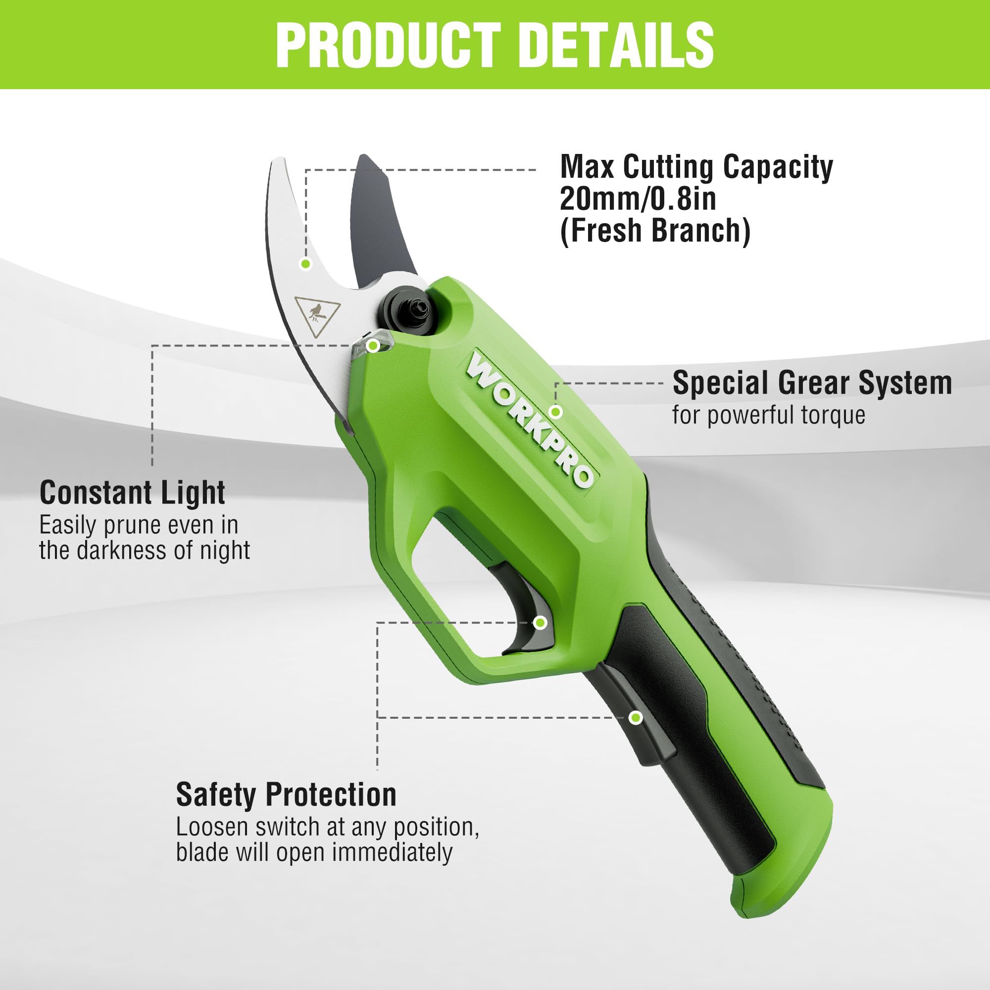 WORKPRO SK5 blade close-up displaying sharp edge for clean, precise cuts