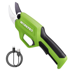 WORKPRO pruner front profile showing compact body and ergonomic grip for comfort