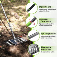WORKPRO rake smoothing a garden bed showing even soil distribution benefit