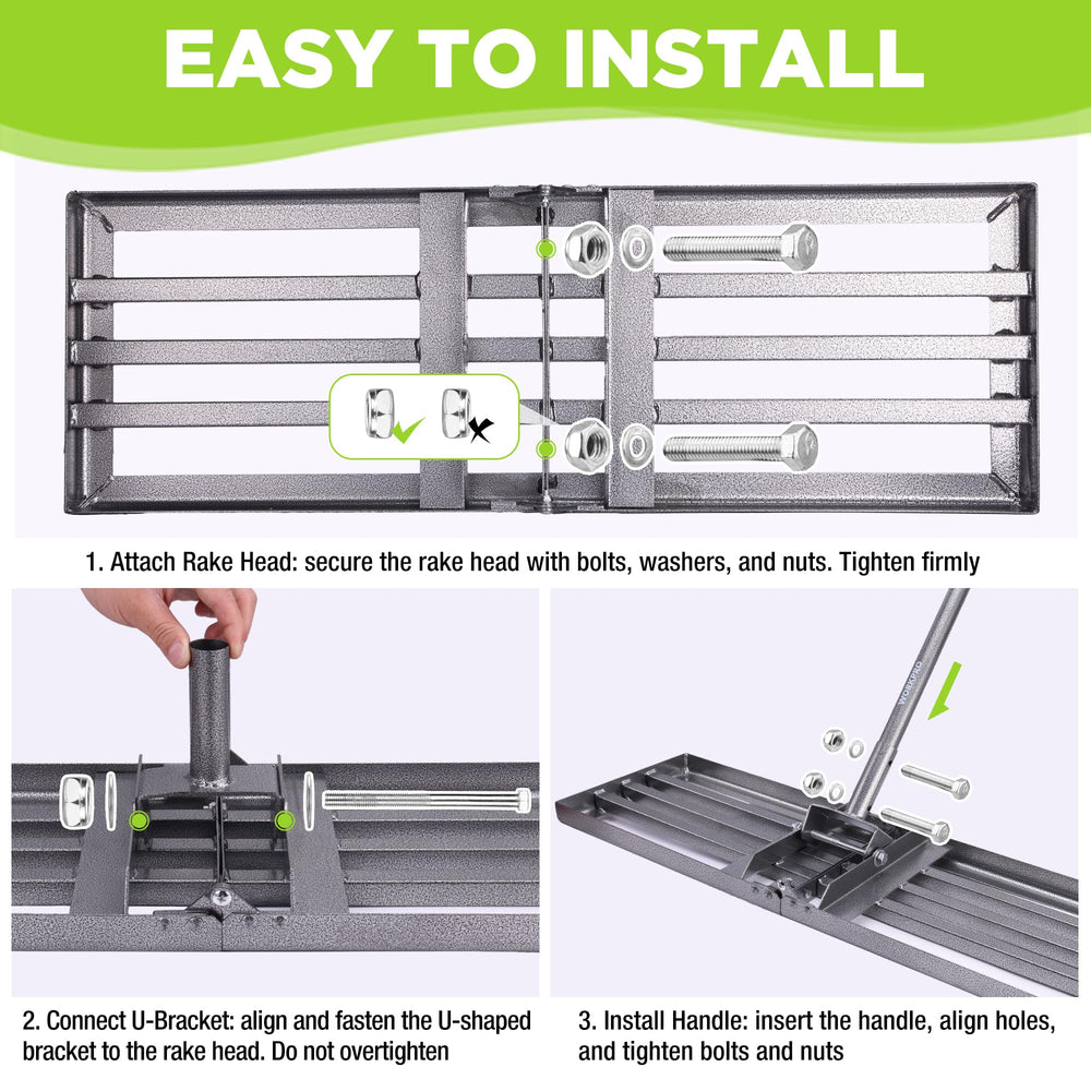WORKPRO rake in a backyard setting demonstrating efficient lawn leveling