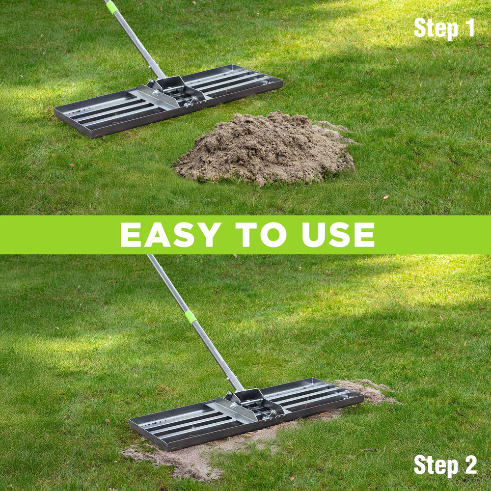 WORKPRO folded rake compactly stored in garage to save space
