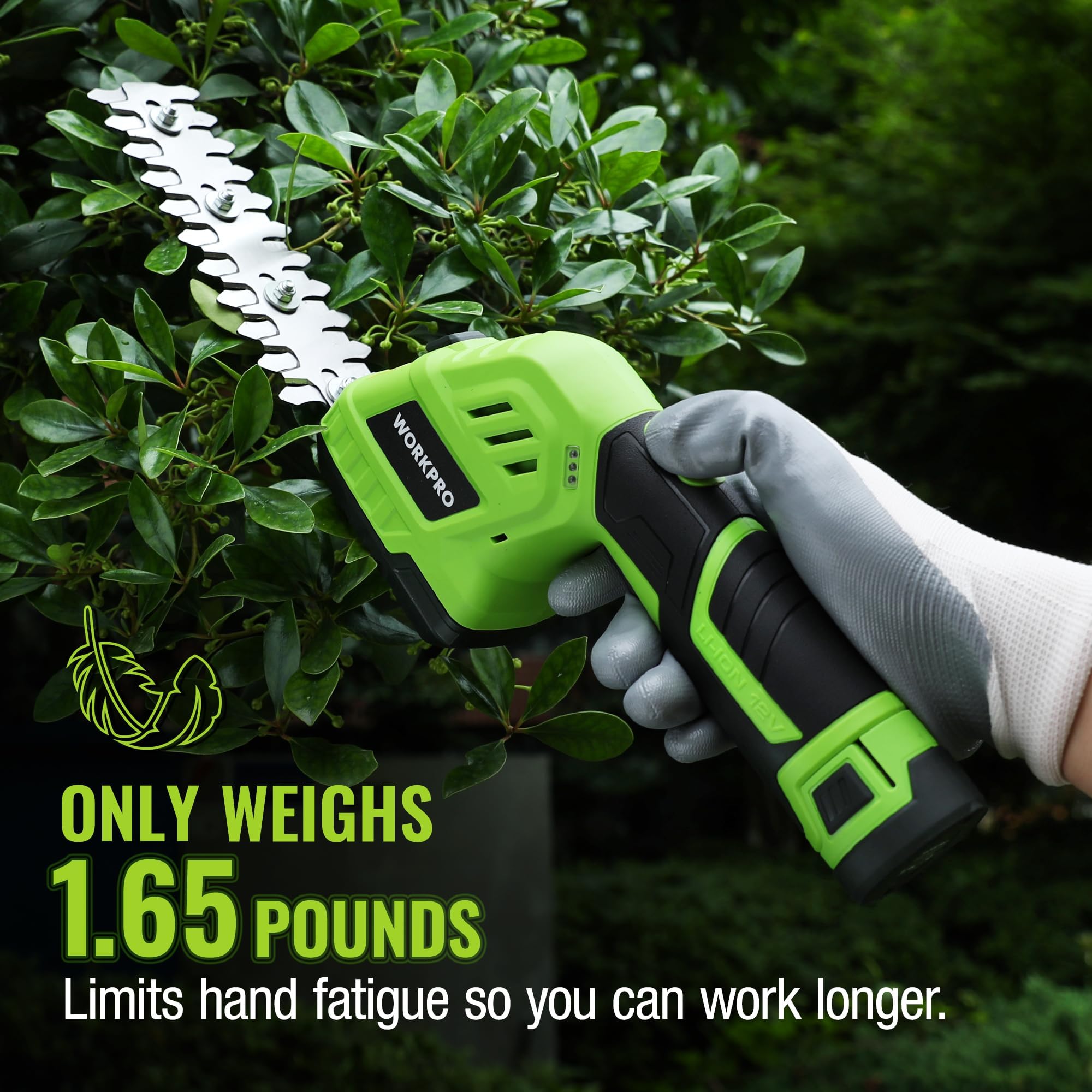 WORKPRO shrub shear trimming a small hedge for efficient shaping