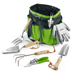 WORKPRO tote and 8-piece tool set front view showing organized kit benefit