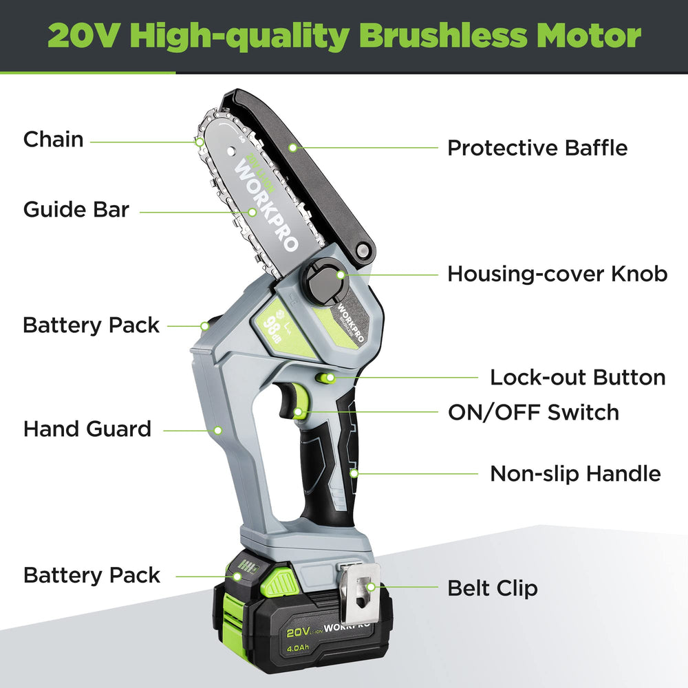 WORKPRO cutting a pruning branch demonstrating fast efficient yard cleanup