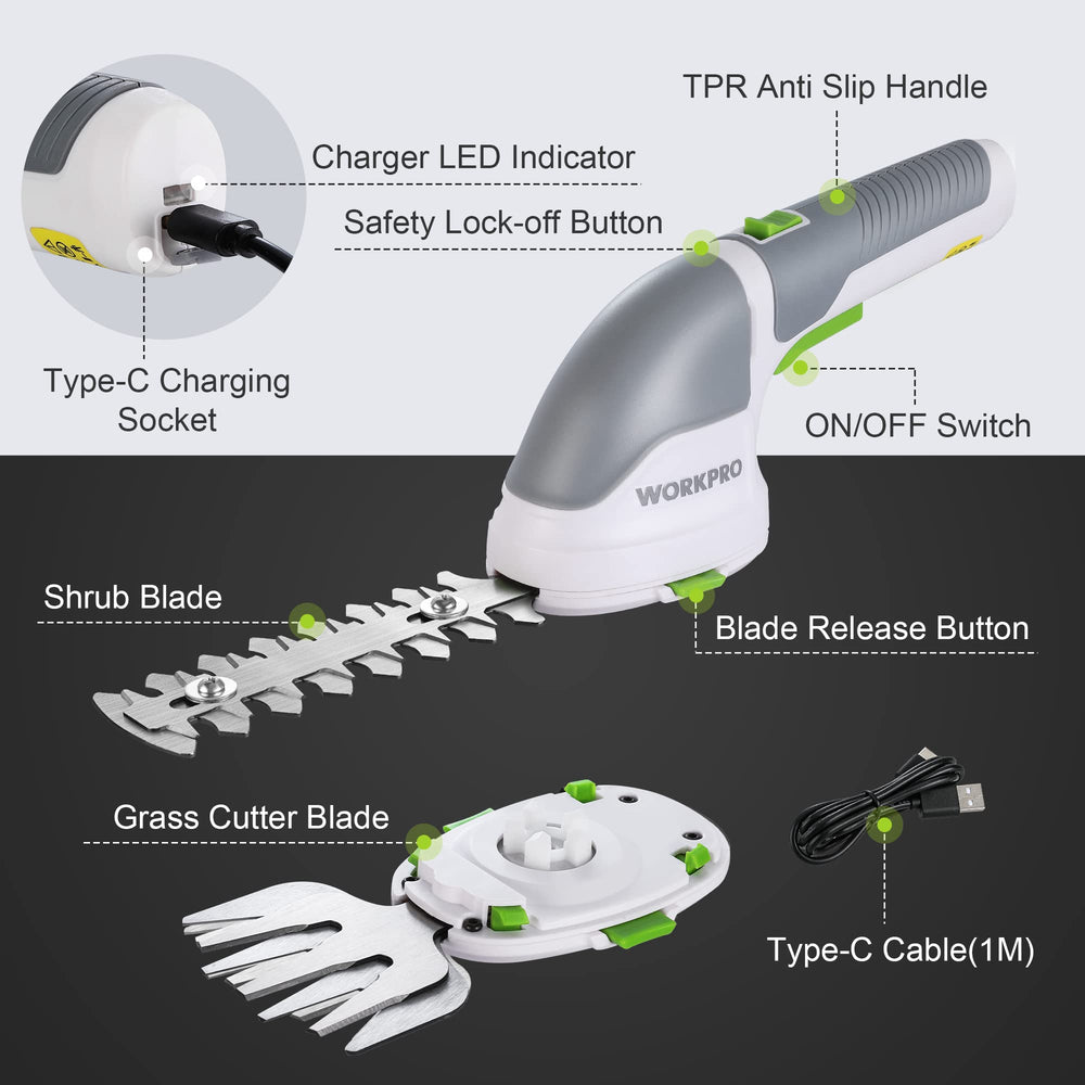 WORKPRO USB-C charging port connected to cable for on-the-go recharging