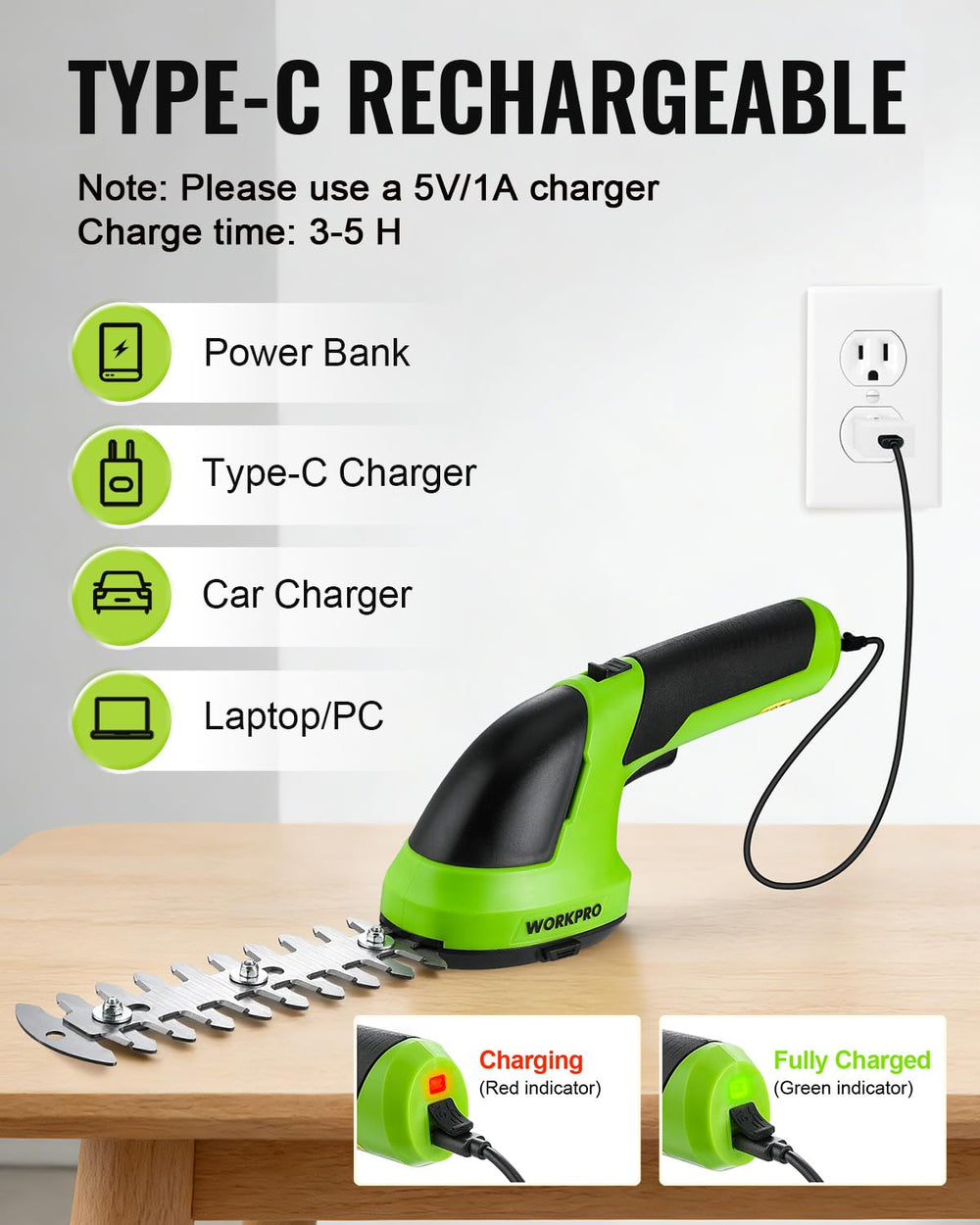 WORKPRO USB-C charging port detail for fast convenient recharging anywhere