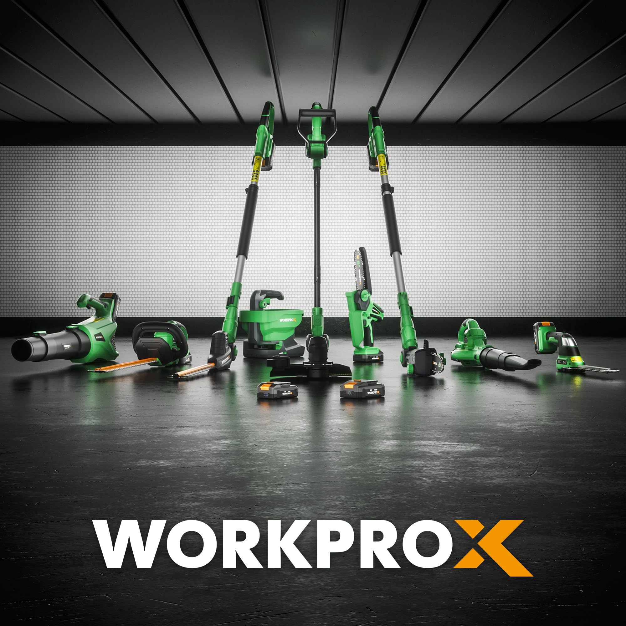 WORKPROX lifestyle shot in backyard showing efficient yard cleanup
