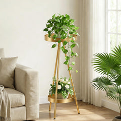 WORKTOOL gold plant stand front view showing modern silhouette and sturdy base