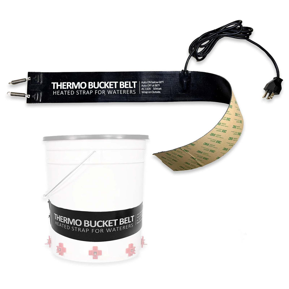 WORLEYX heater belt front view on bucket showing compact design and reliable warmth