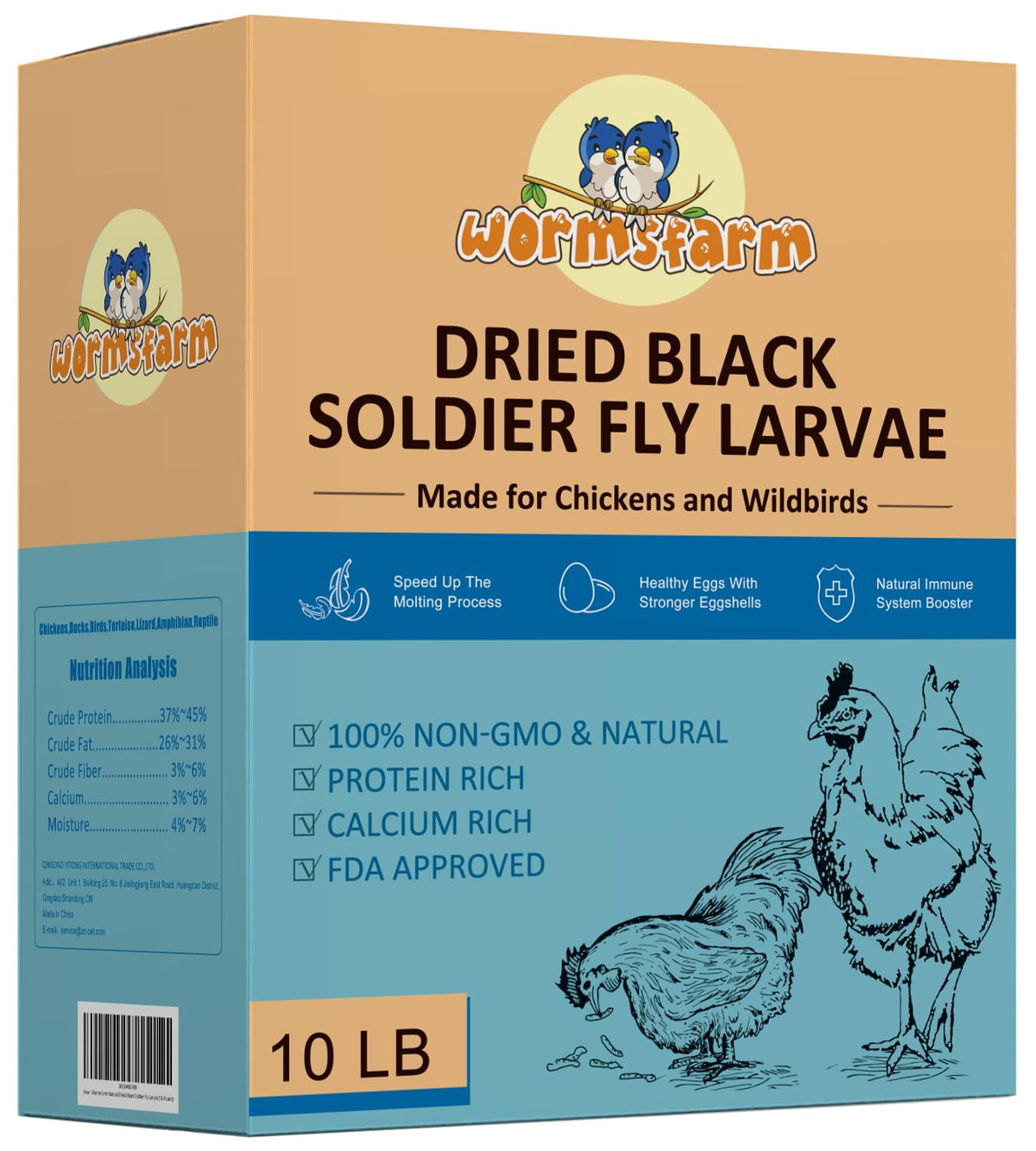 WormsFarm front packaging 10 lb bag showing product name and benefits