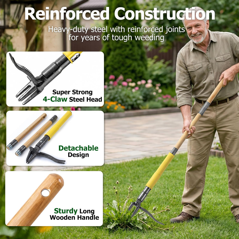 Wormutong in use pulling dandelion to reduce bending and strain