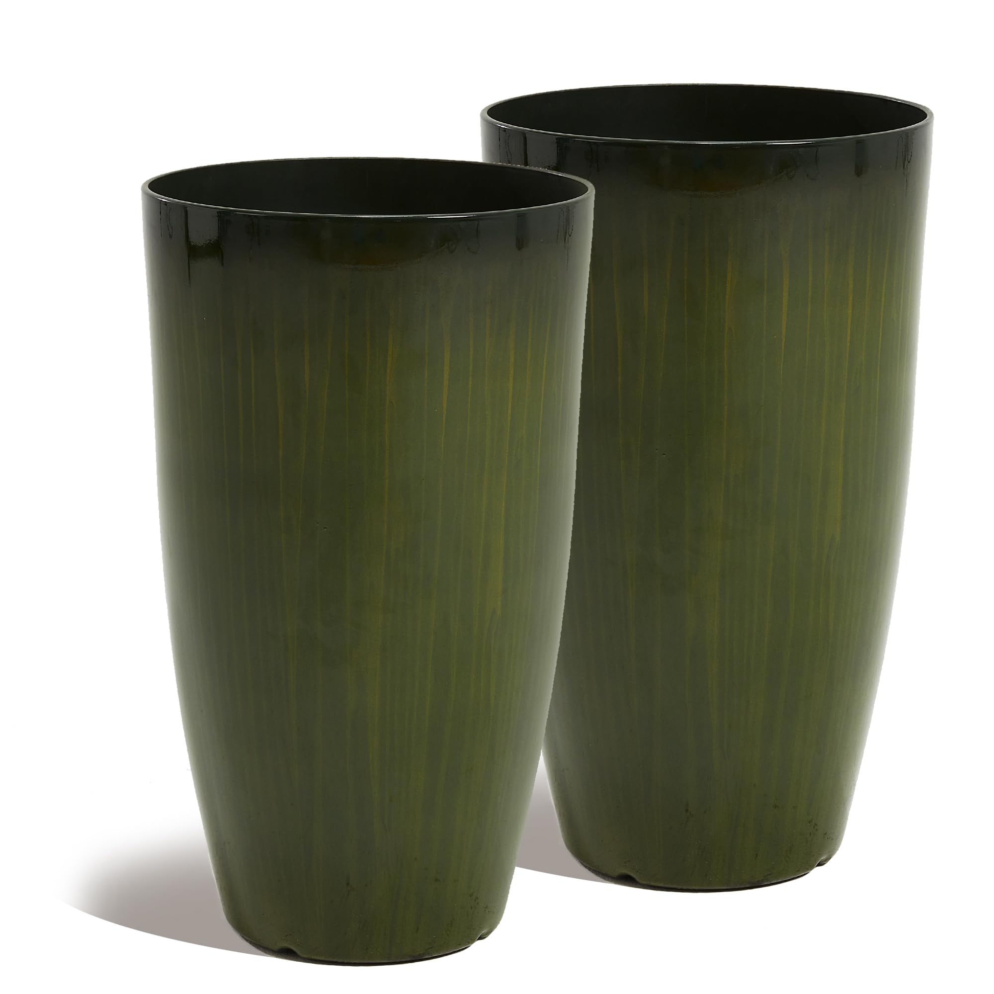 Worth front view of two gradient green planters showing decorative benefit