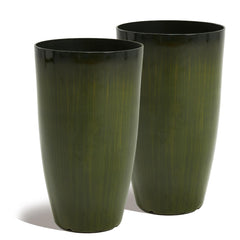Worth front view of two gradient green planters showing decorative benefit