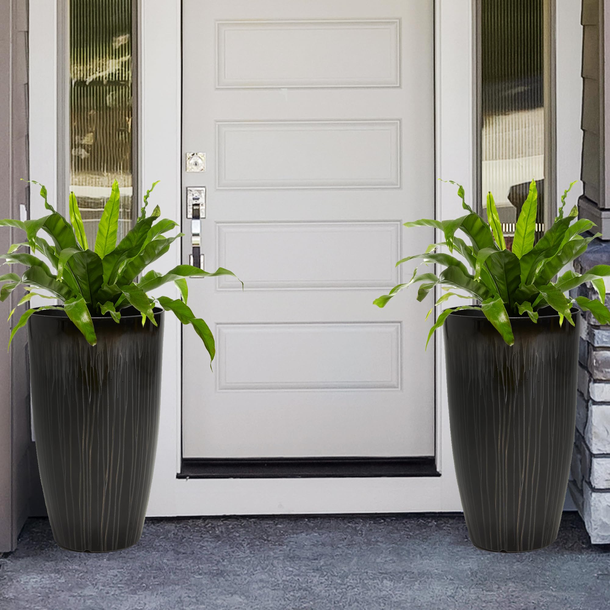 Worth planter filled with ornamental grass showing lush decorative planting