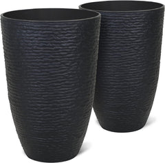 Worth Garden front view showing two black planters and decorative appeal