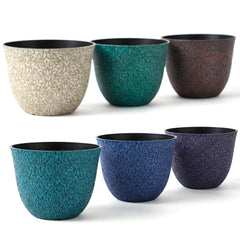 Worth Garden front view of six colorful pots showing retro pattern and shape benefit