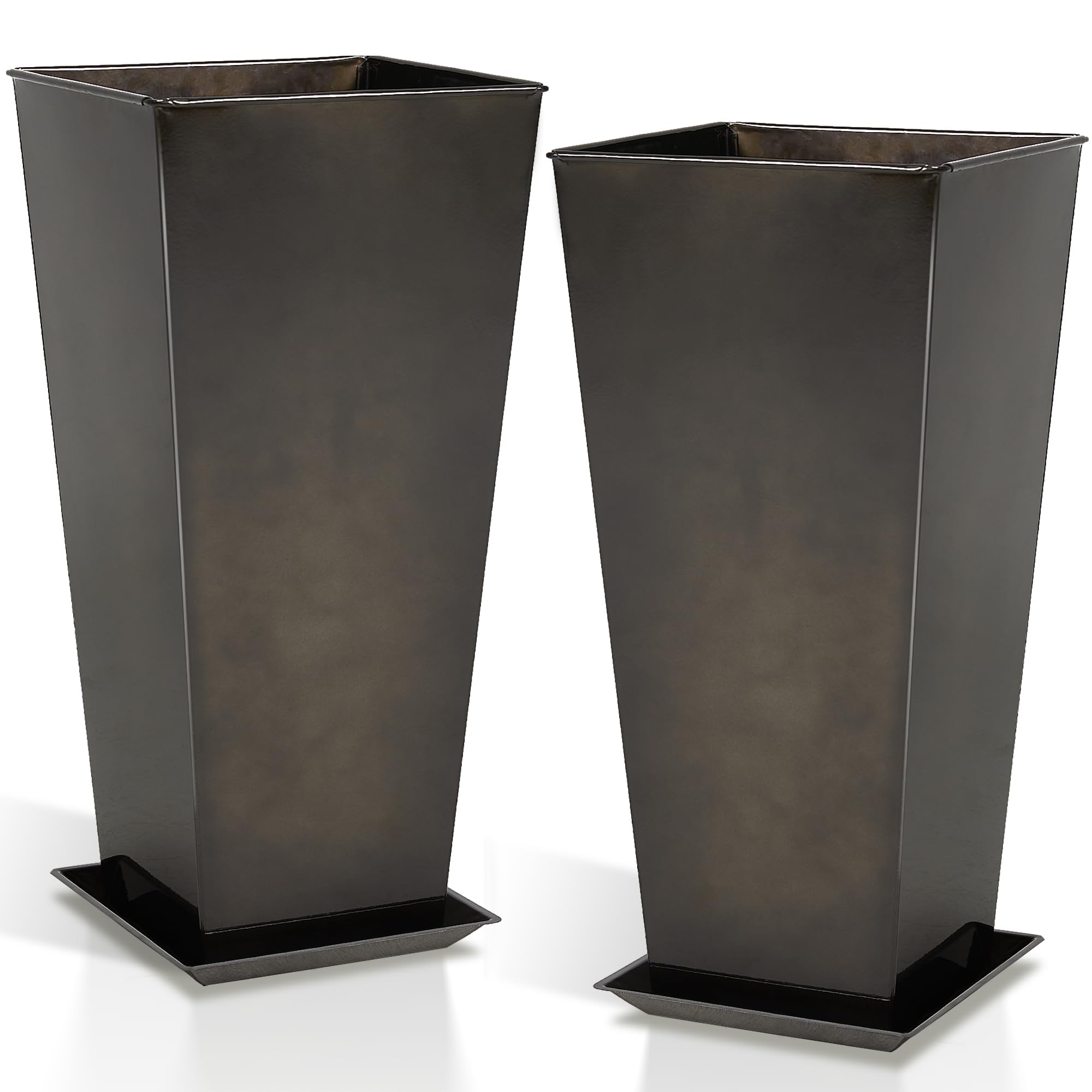 Worth glossy black planters front view shows modern styling and strong presence