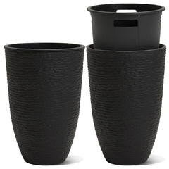 Worth front view of two black tall planters showing balanced entryway style and curb appeal