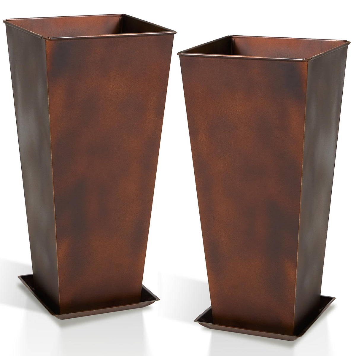 Worth matte bronze front view showing both planters and strong visual impact