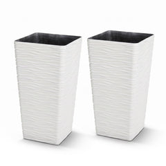 Worth white planter front view showing modern tapered profile and clean aesthetic