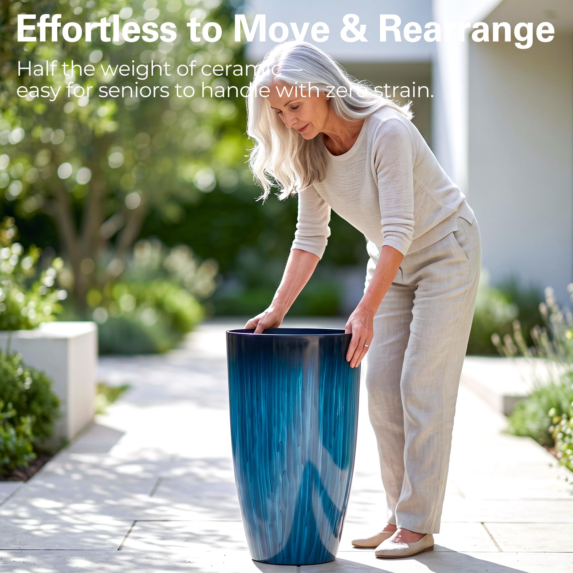 Worth planter staged on porch showing weather-resistant use and decorative impact