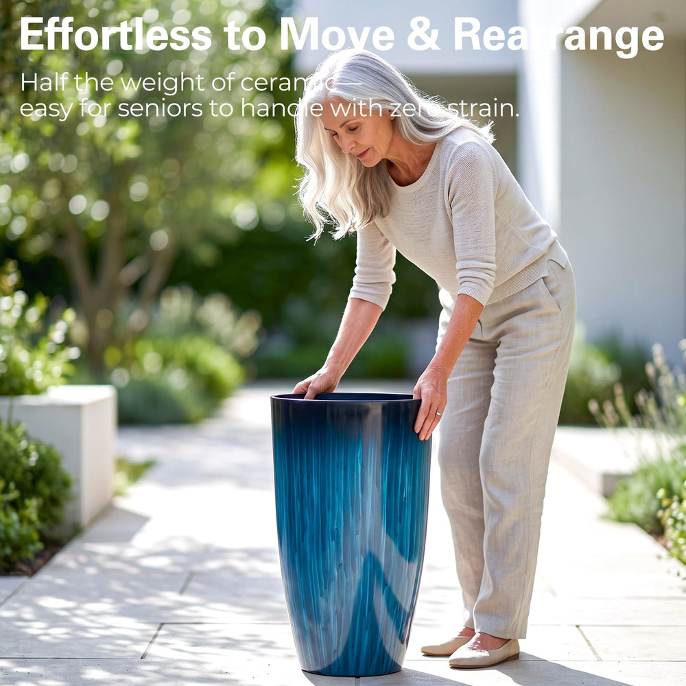 Worth planter staged on porch showing weather-resistant use and decorative impact