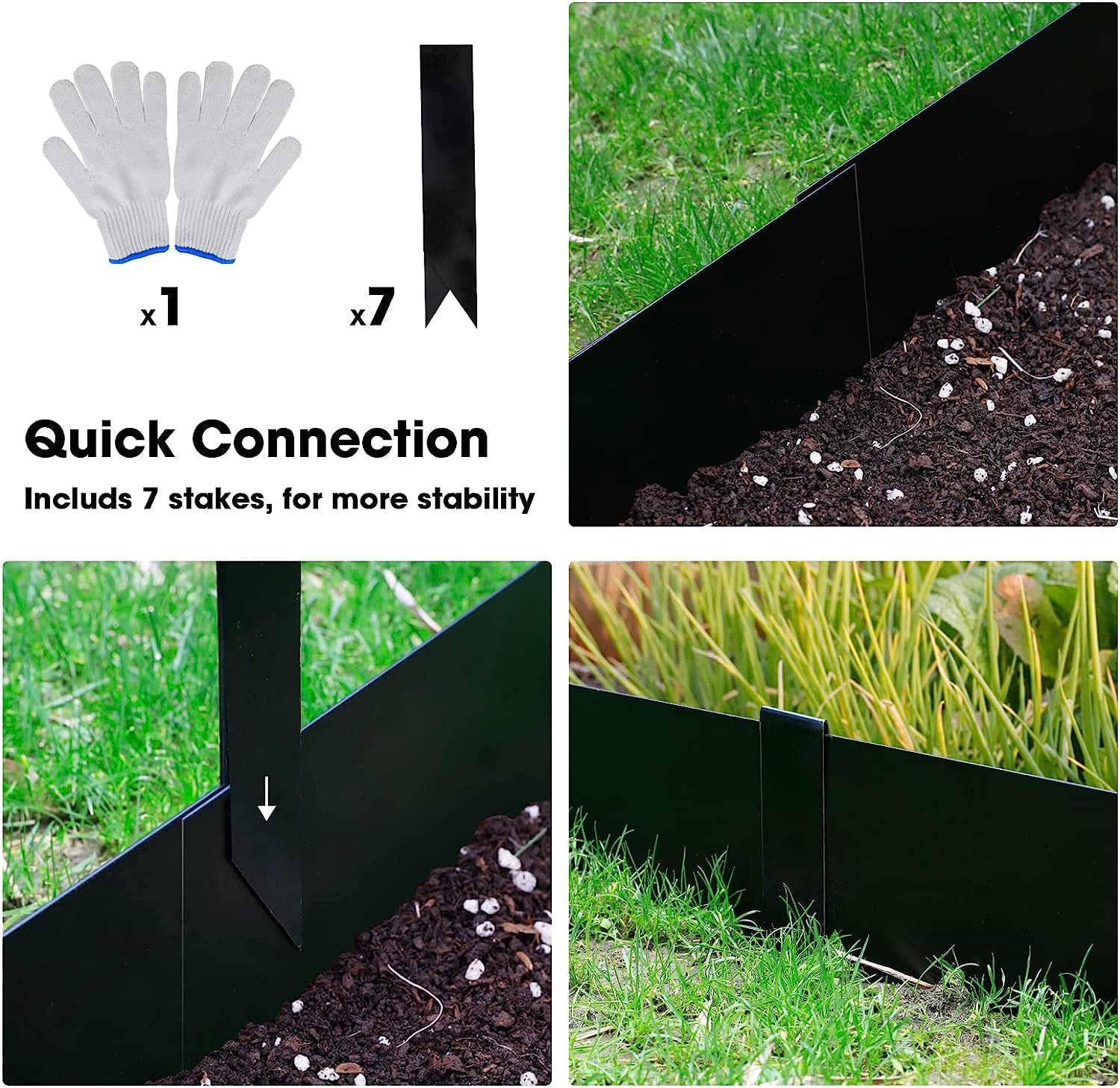 Worth Garden installed curved border demonstrating flexible shaping and tidy lawn separation advantage