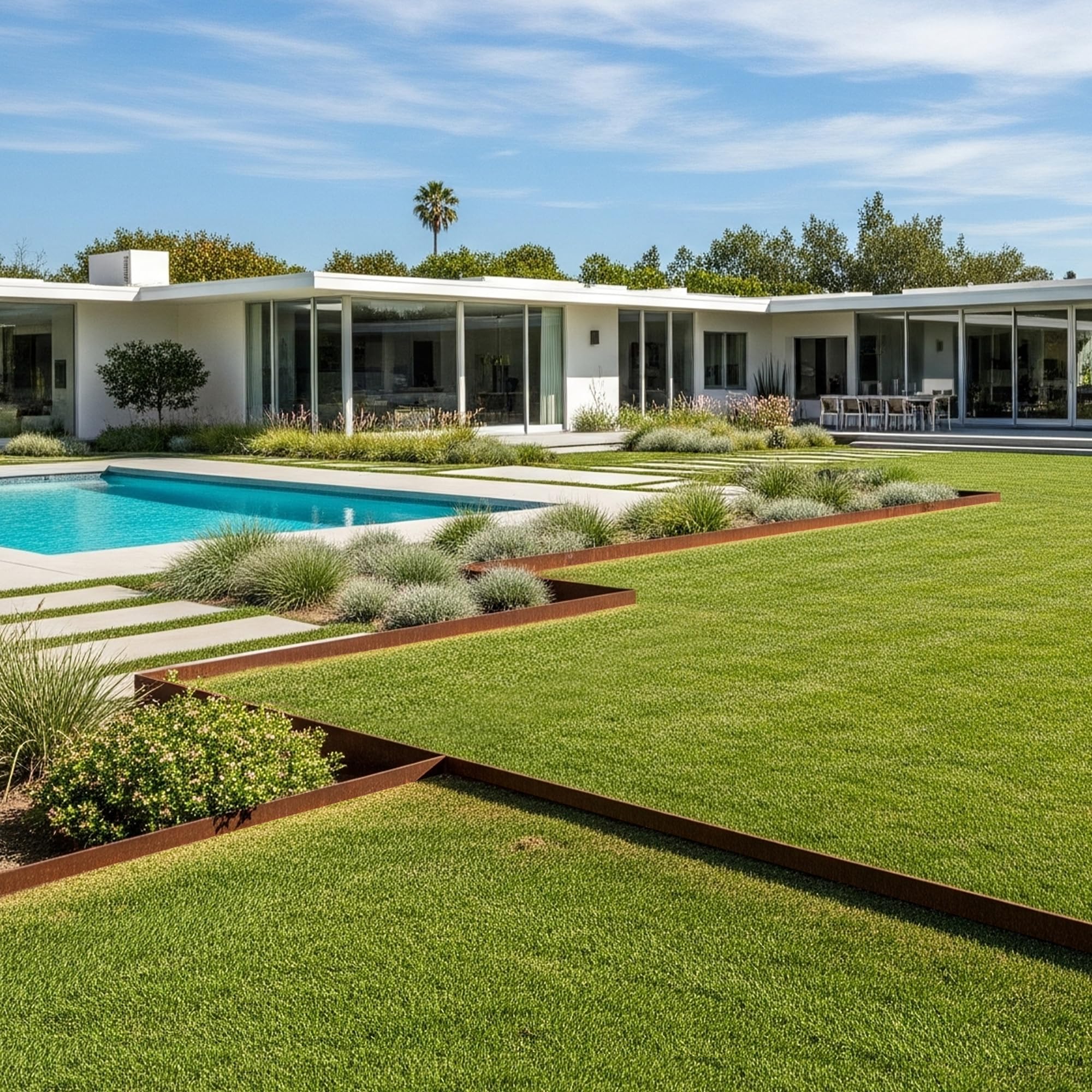 Worth Garden creating a straight lawn edge offering clean mower protection