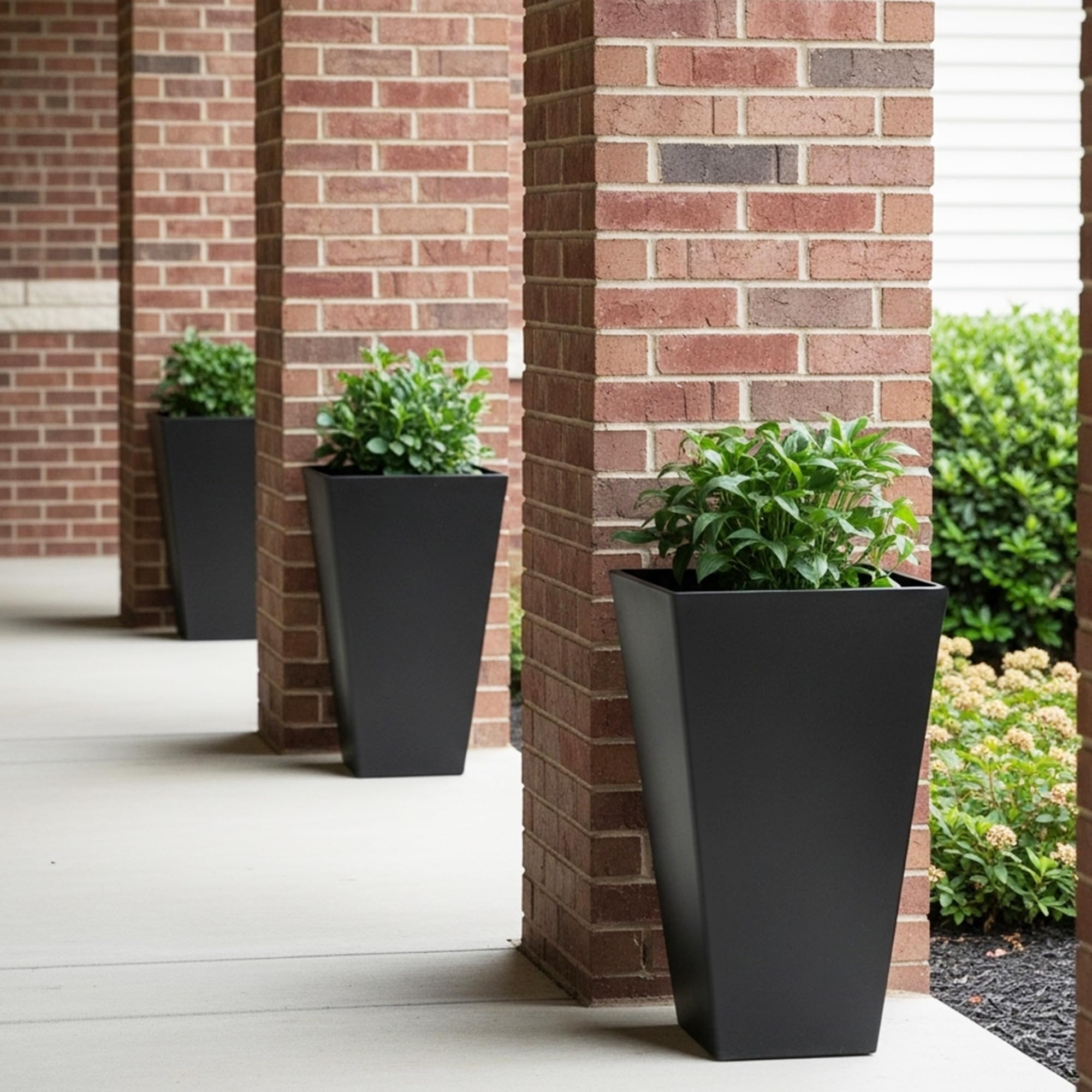 Worth Garden planted pots on porch illustrating instant curbside upgrade