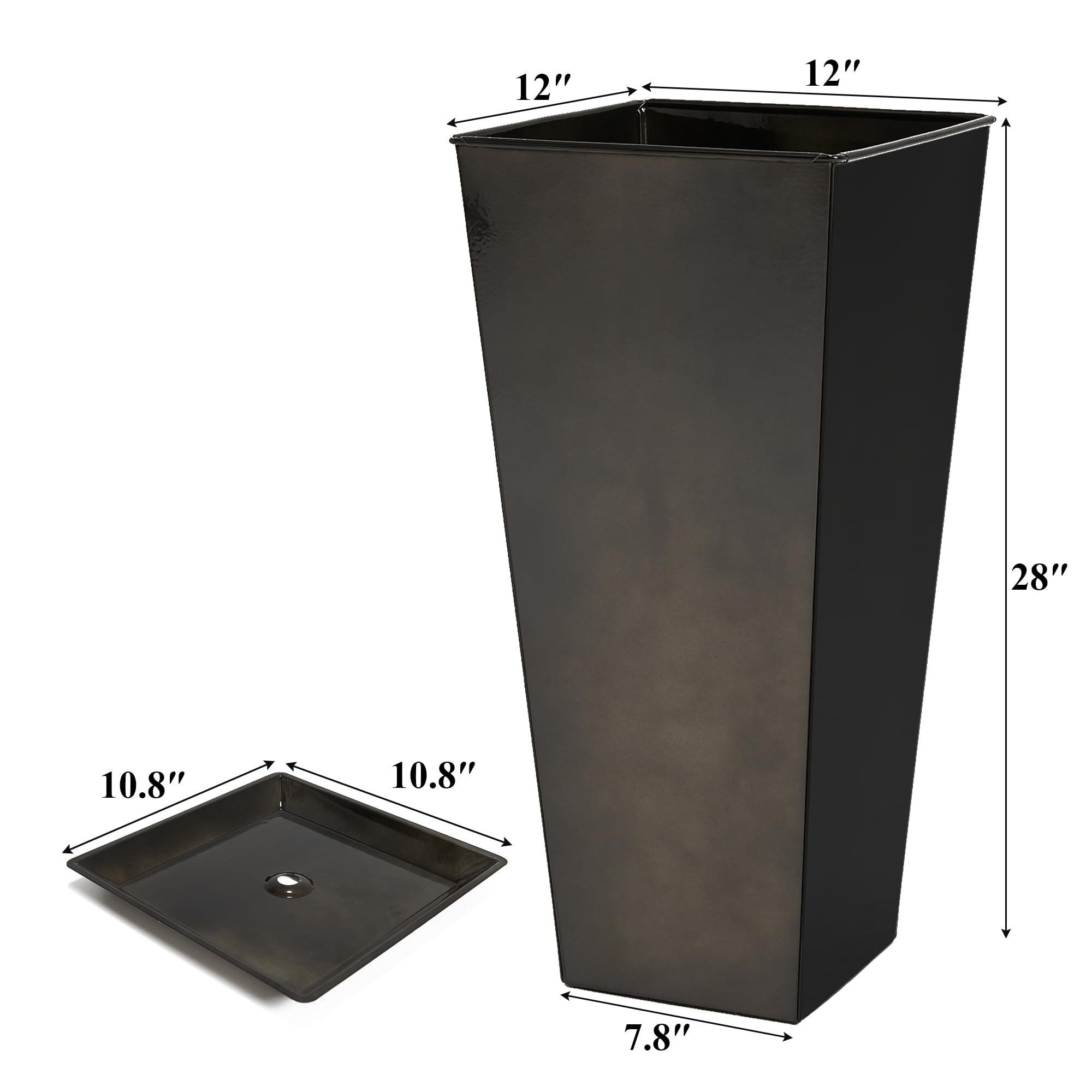 Worth planter next to person for scale to illustrate 28-inch height