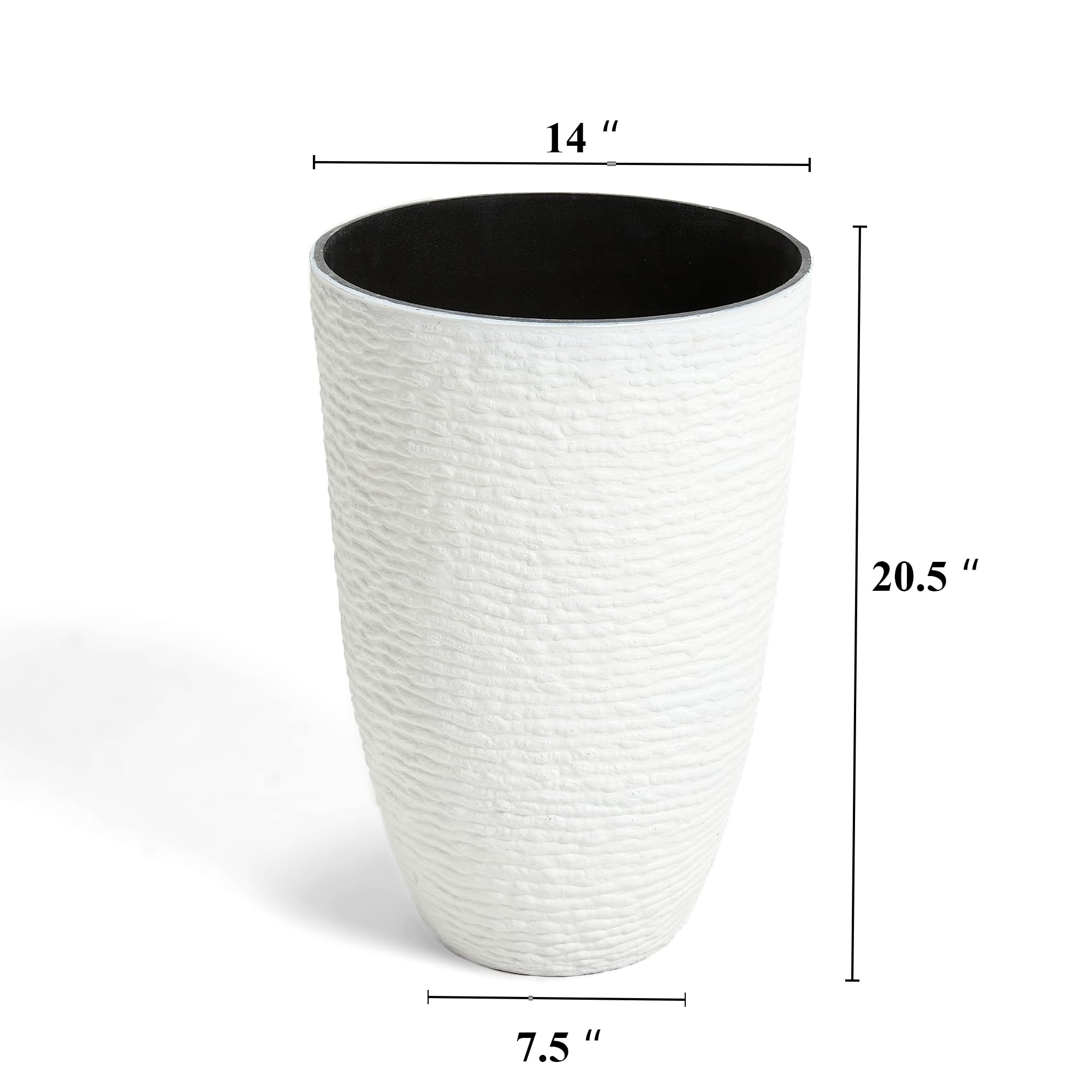 Worth Garden beside tape measure showing 21-inch height and 14-inch diameter scale