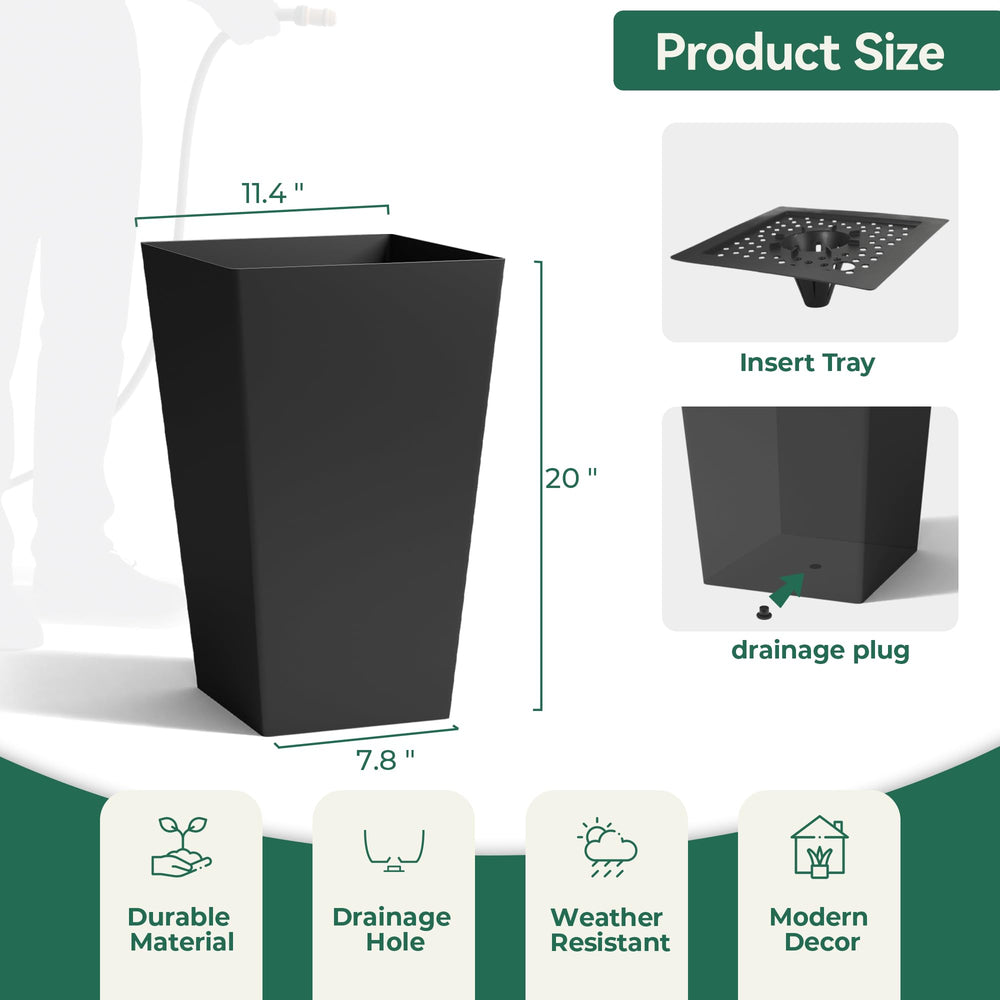 Worth Garden planter next to measuring tape showing true 20-inch height