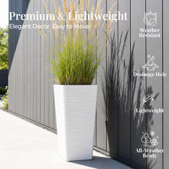 Worth planter side profile showing square taper and stable base for tall plants