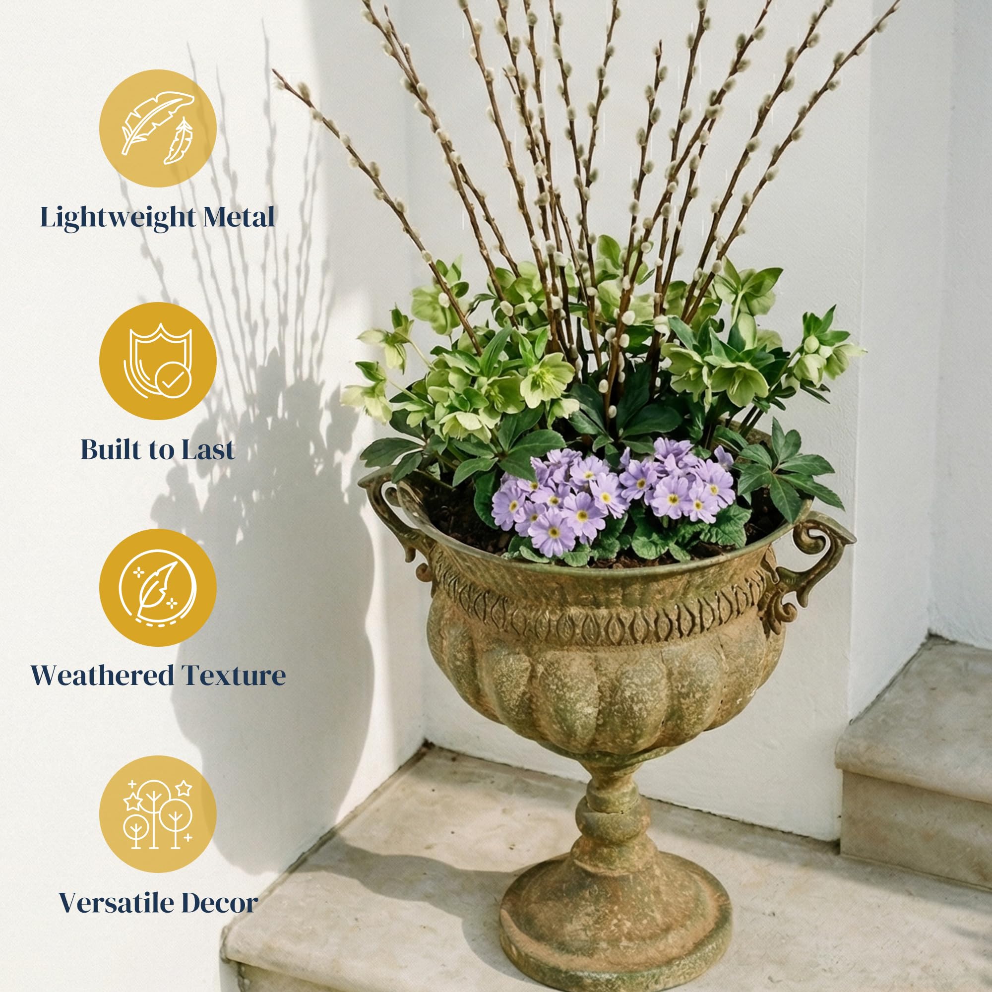 Worth urn on a porch styling an entrance with decorative presence