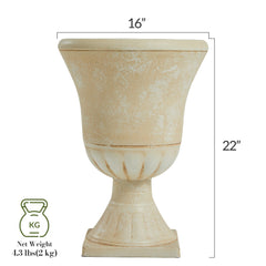 Worth side profile emphasizing urn shape and stable pedestal base