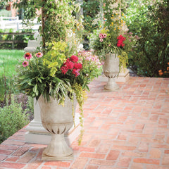 Worth urn planted with flowers demonstrating capacity and visual impact