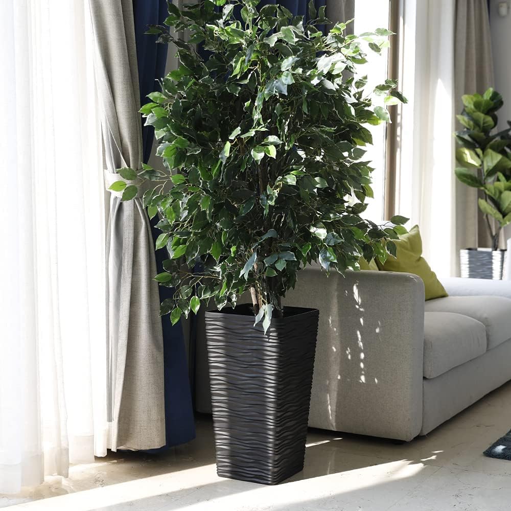 Worth planter holding snake plant demonstrating space for tall foliage