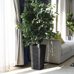 Worth planter holding snake plant demonstrating space for tall foliage