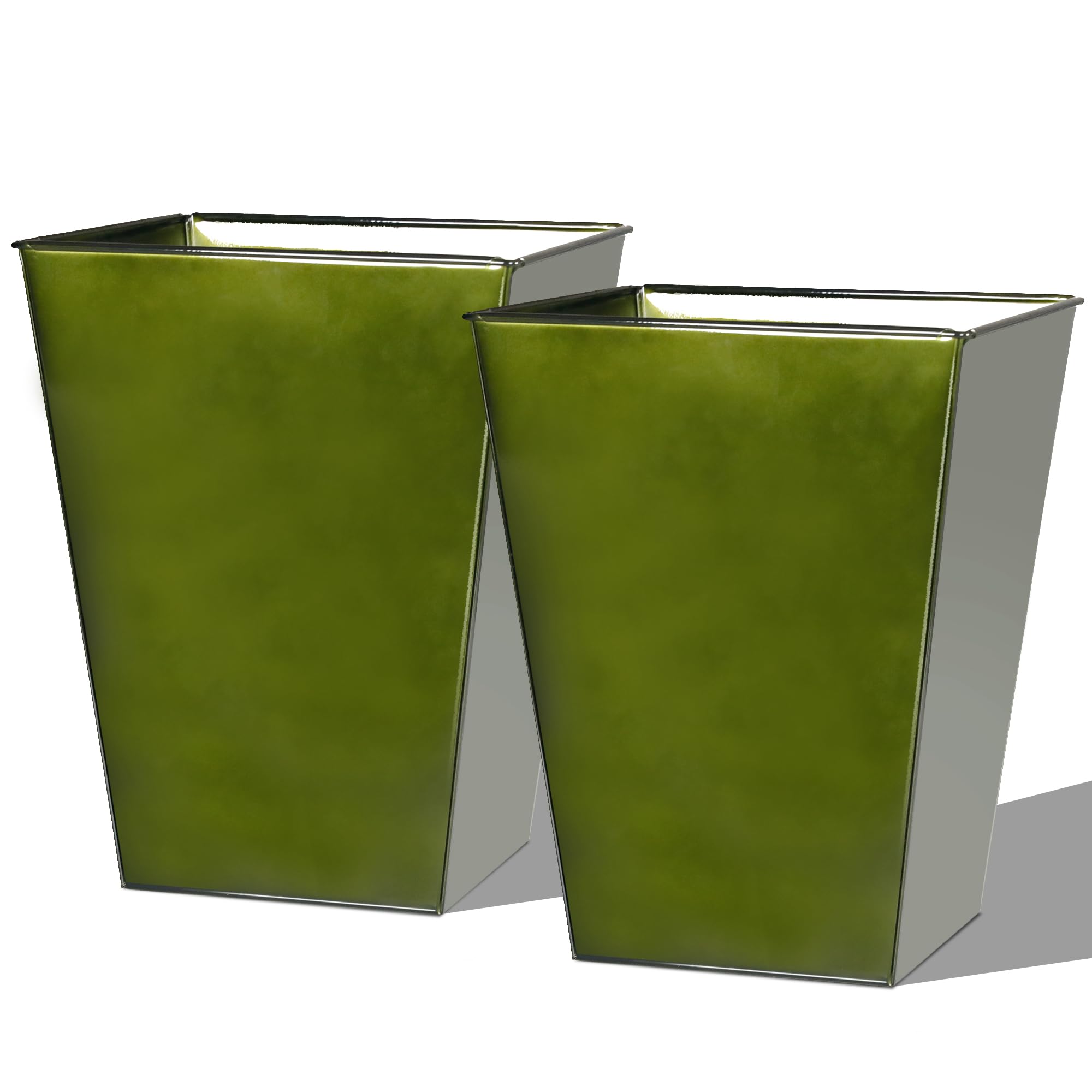Worth glazed planter front view showing glossy green finish and modern silhouette for curb appeal