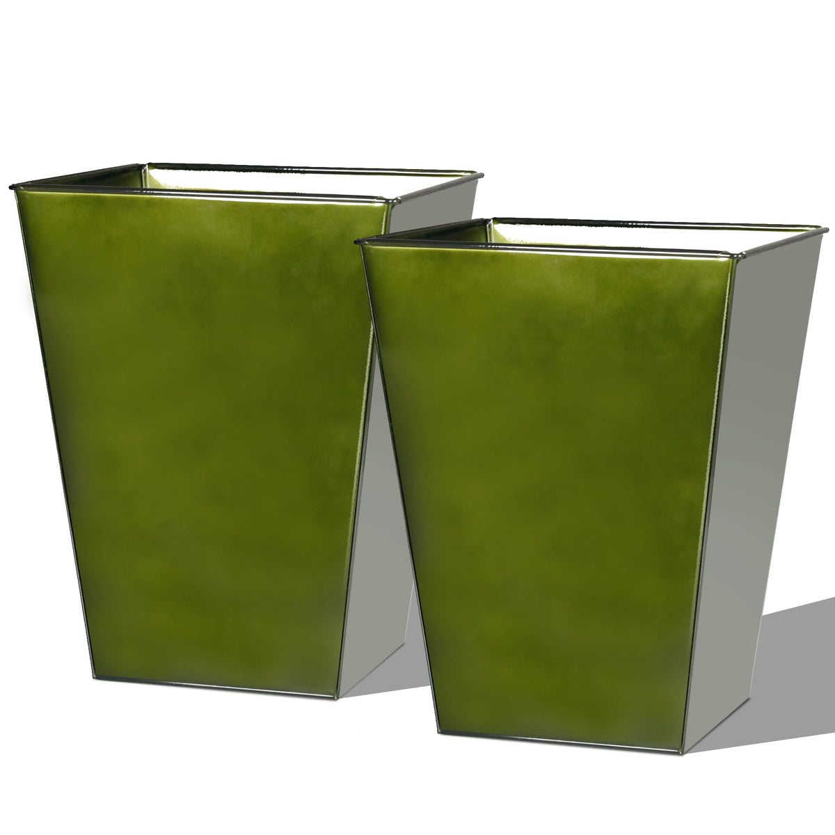 Worth glazed planter front view showing glossy green finish and modern silhouette for curb appeal