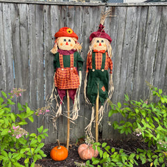 Worth Imports pair staged in yard by pumpkins showing scale and seasonal impact