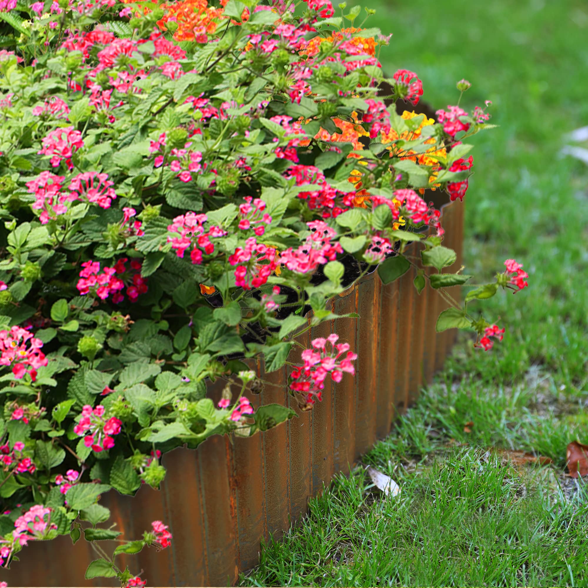Worth backyard scene with edged flower bed showcasing instant rustic appeal