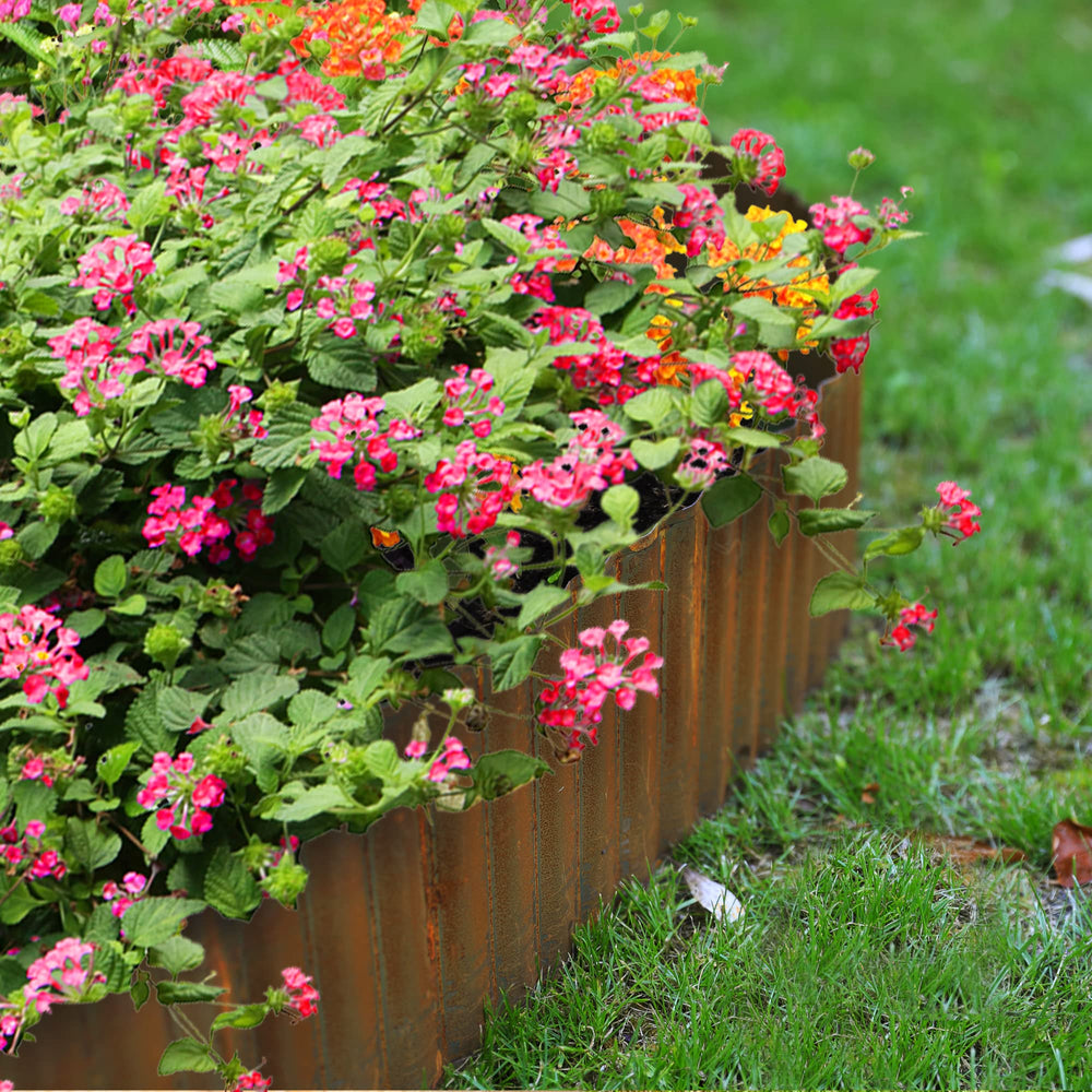 Worth backyard scene with edged flower bed showcasing instant rustic appeal